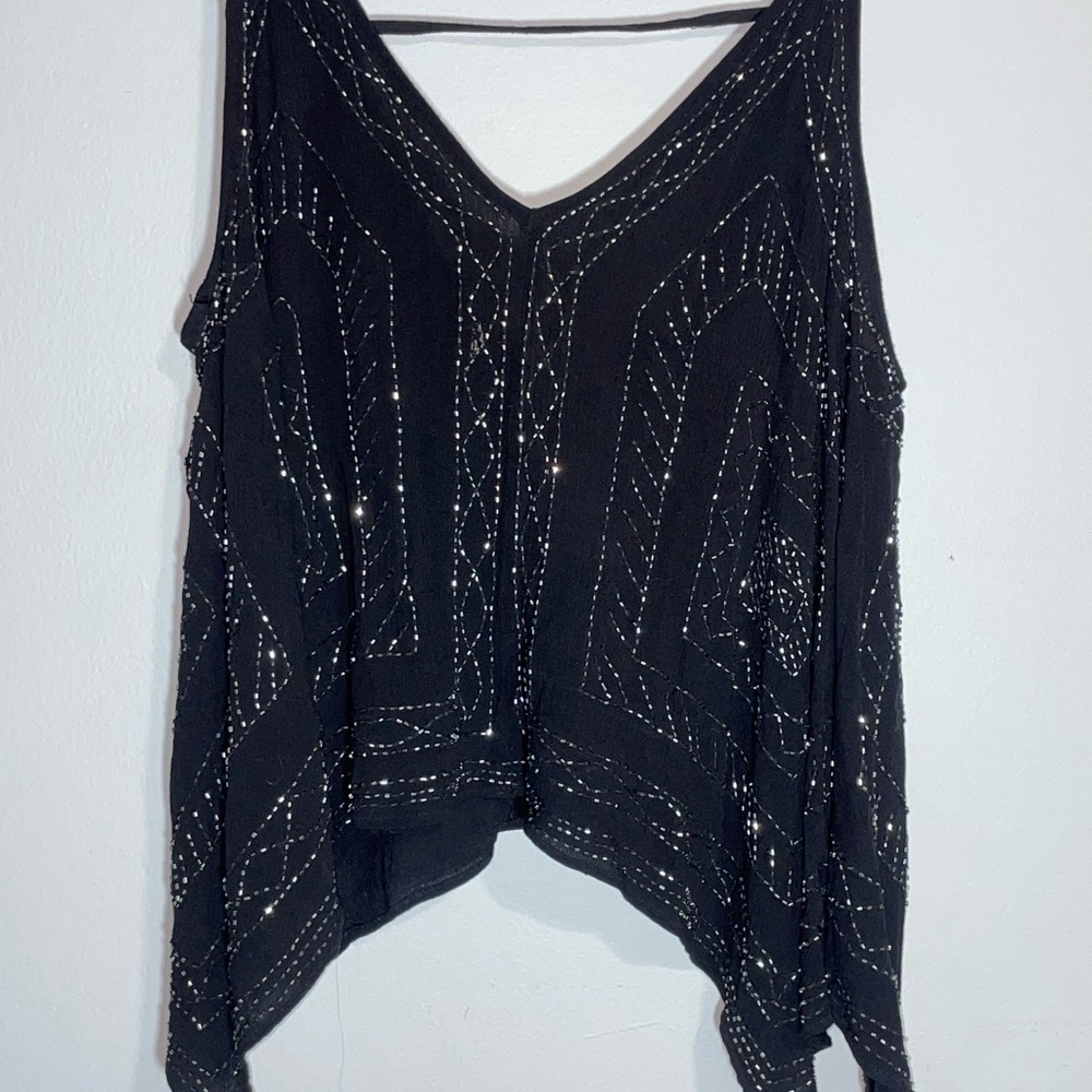 Free People Black Embellished Blouse